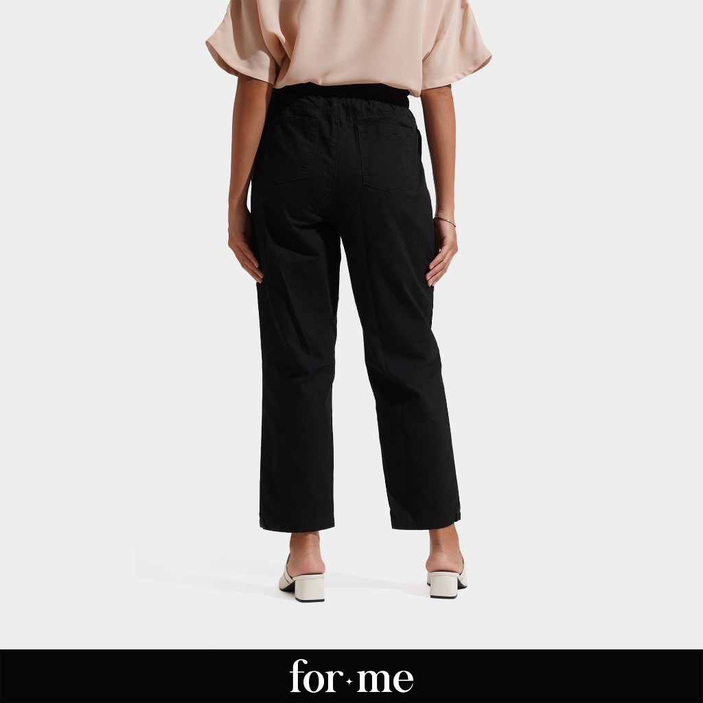 ForMe Tie Waist Slim Fit Cozy Pants for Women (Black/Khaki) | Shopee ...