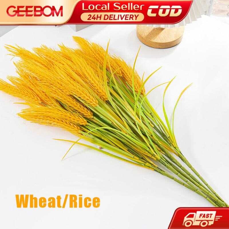 7 Prong Artificial Rice Ear Wheat Fake Plant Bouquet Paddy Home ...