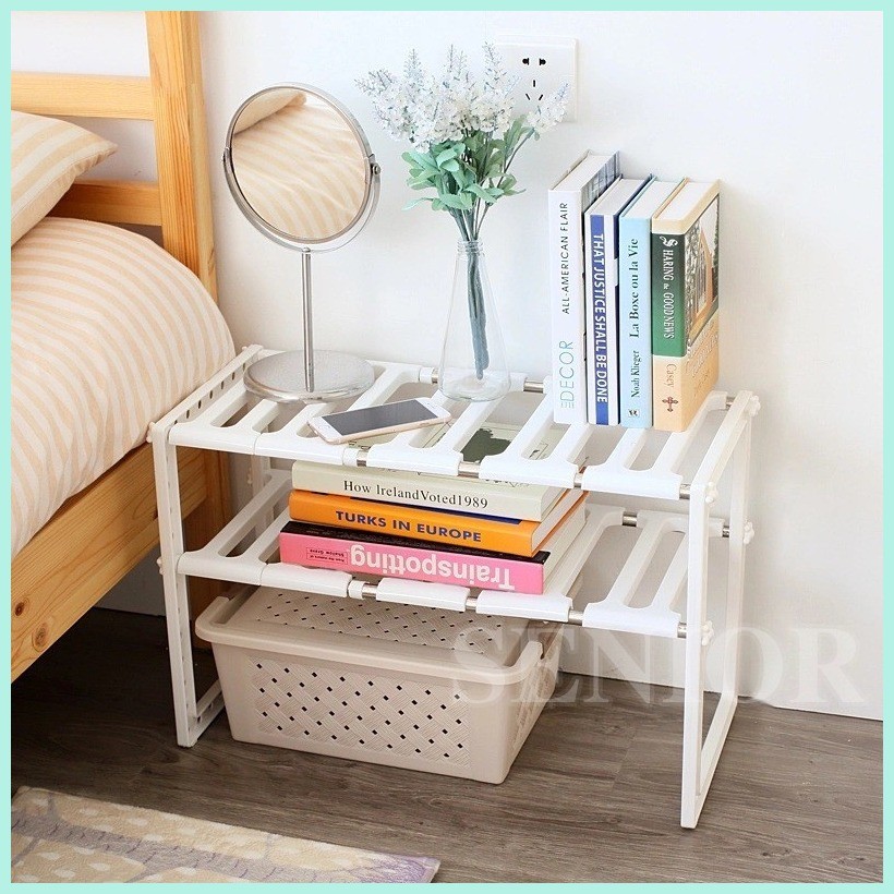 2 Tier Extensible Storage Rack Adjustable Under Sink Organizer ...