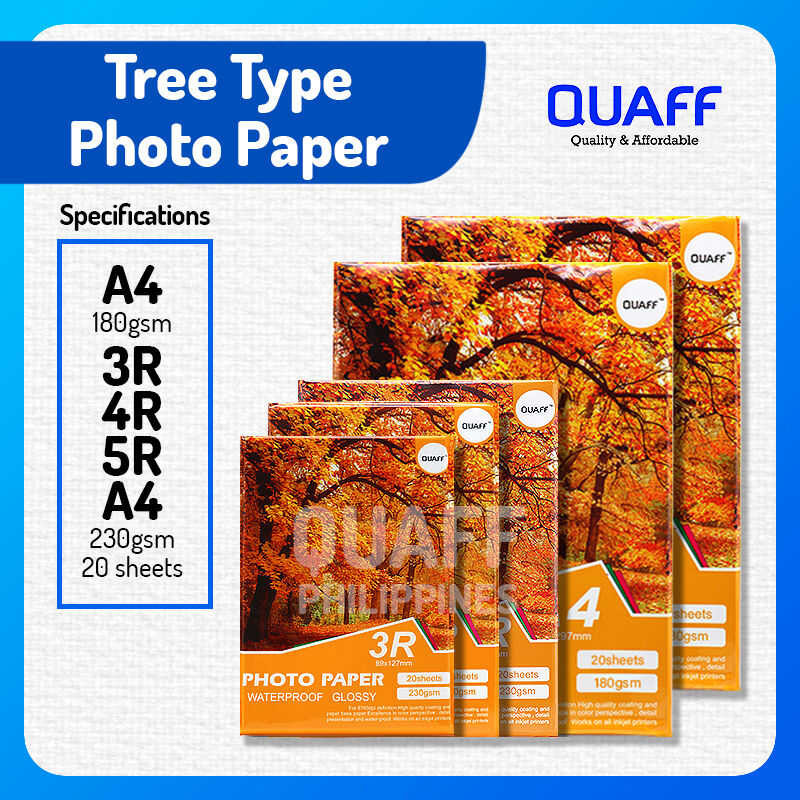 QUAFF Glossy Photo Paper 180Gsm - 230Gsm A4 | 5R 4R 3R Size (20 Sheets ...