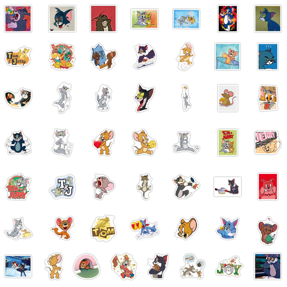 100-Piece Tom and Jerry Stickers - Fun Cartoon Designs, Ideal for Kids ...