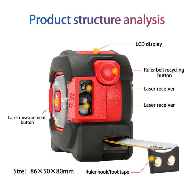 Uni-T ∮ 2 In 1 Laser Rangefinder 5M Tape Measure Ruler LCD Display With ...