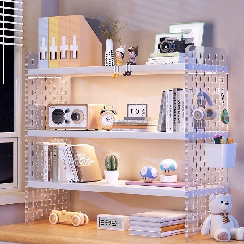 Desktop Storage Rack Desk Bookshelf Hole Board Home Study Desk Multi ...
