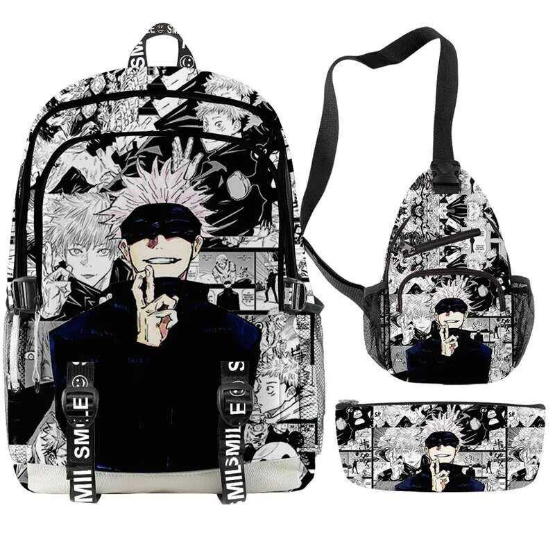 3Pcs/Set Anime Satoru Gojo Backpack 3D Printed Student Bag Anime Small ...