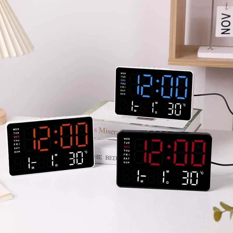 Multi-Functional LED Light Bedside Digital Clock Timer 2 Alarms 12/24 ...