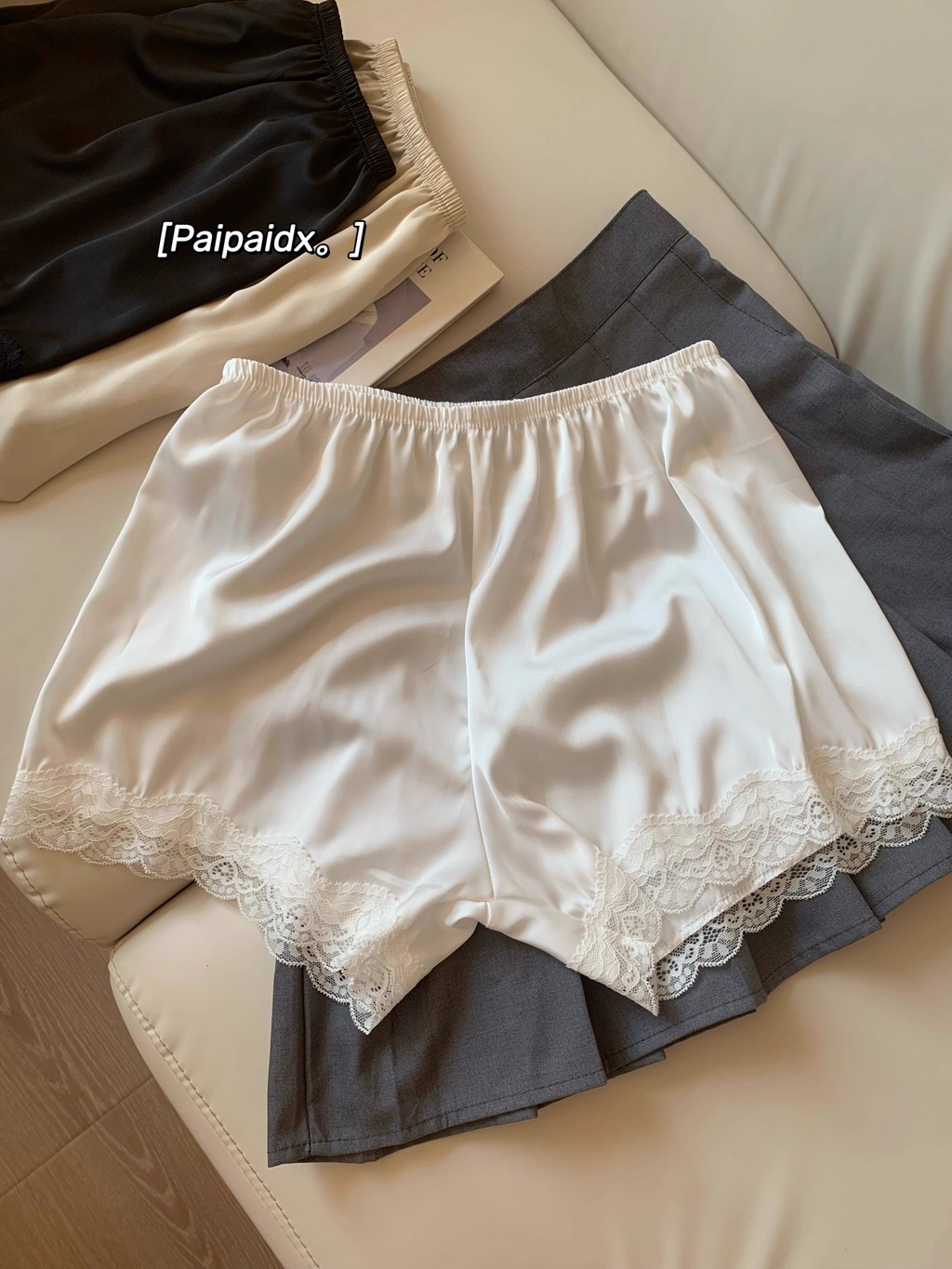 M-XL 2pcs/set Satin Silk Lace Inner Shorts - Women's Summer Lightweight ...