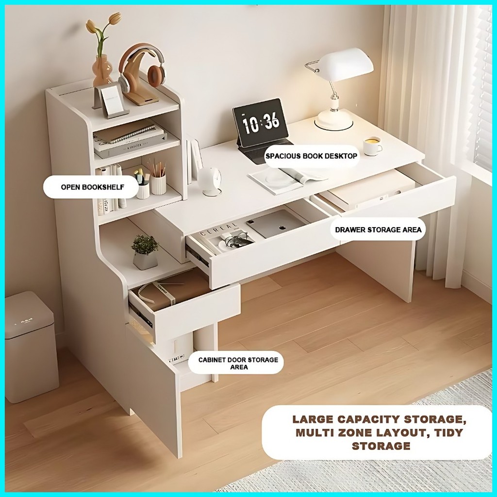 JGG Study Table With Drawer And Shelf Computer Desk Retractable Table ...