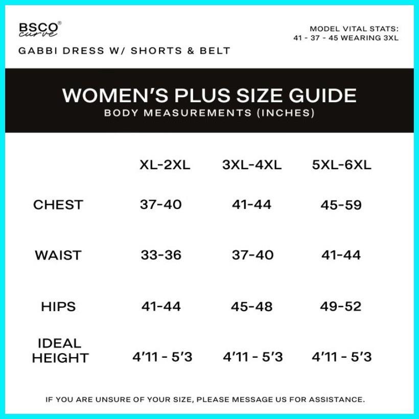 ONHAND BSCO CURVE PLUS SIZE XL-6XL GABBY DRESS WITH FREE SHORTS AND ...