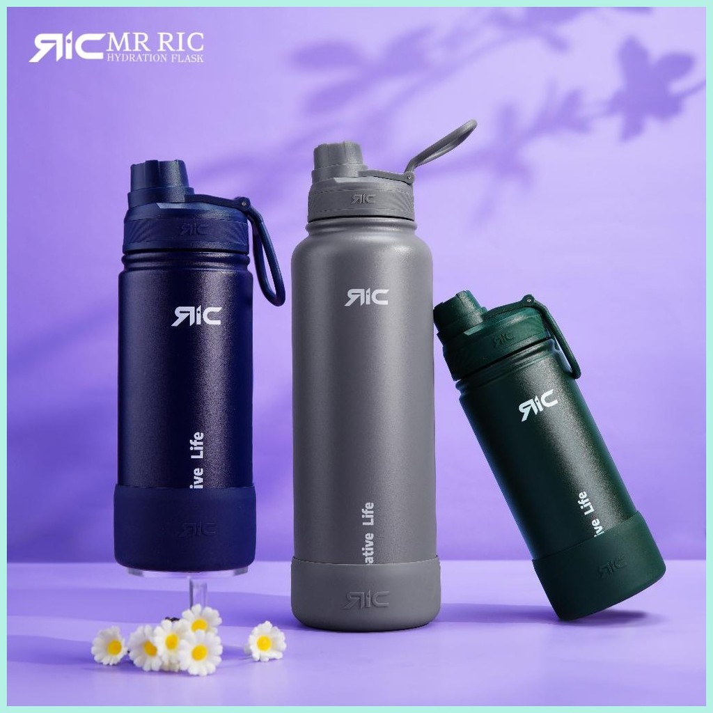 Mr Ric Hydration Flask w/ Free Silicone Boot Insulation Stainless Steel ...