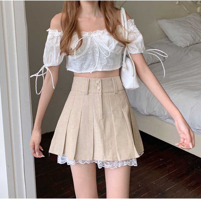 Summer Thin Pleated Para Sa Mga Mainit Batang Babae May Mataas Na ...