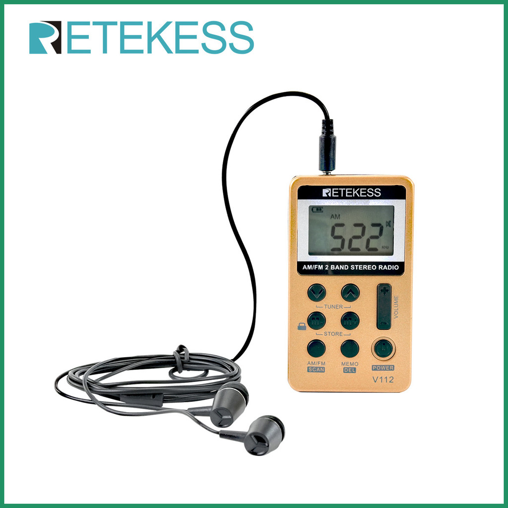 Retekess V112 AM FM Portable Mini Radio With Earphone Pocket Digital ...