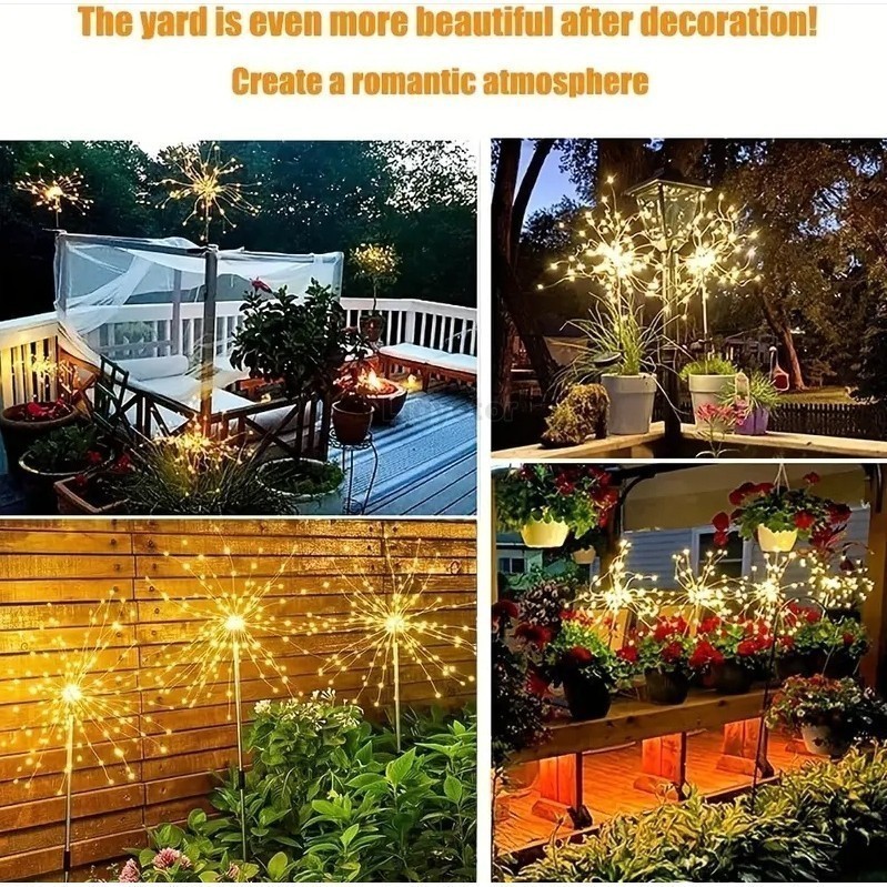 Solar Garden Lights Outdoor Waterproof LED Firework Lamps for Fowerbed ...