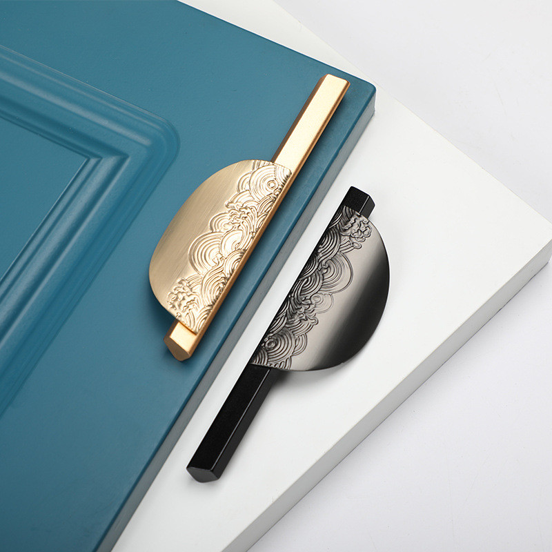 New Chinese Drawer Handle Extended Long Handle Gold Simple