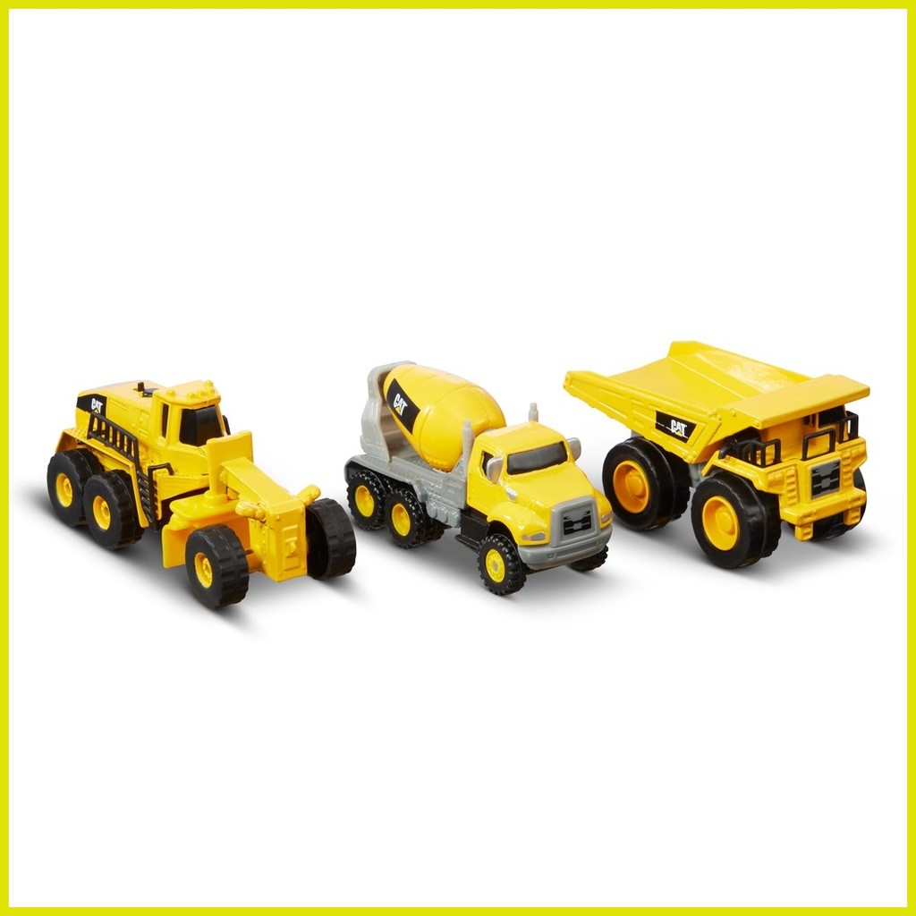 CAT Metal 3Pack Wheel Loader, Excavator, Steam Roller & Concrete Mixer