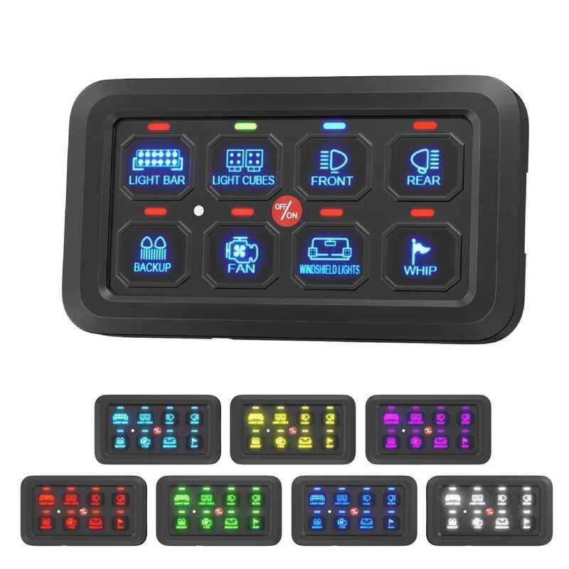 Auxbeam 8 Gang Switch Panel Touch Relay Control Box Pod Ip65 RGB ...