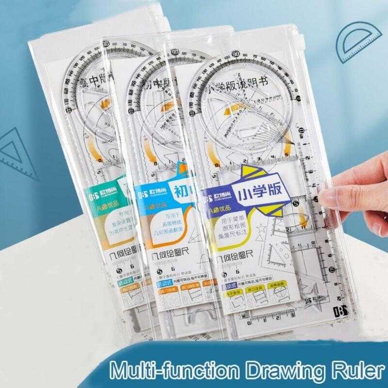 Multi-Functional Geometric Drawing Ruler Set Multi-Flower Protractor 3 ...