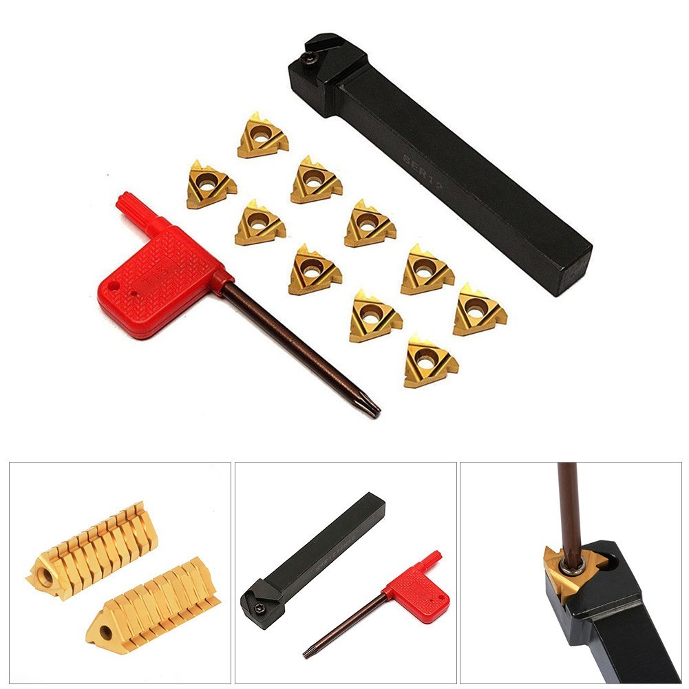 Coffret 10 Pièces Plaquette De Tournage CNC 3/8 16ER AG60 Carbure - Inserts Rotatifs Pour Filetage Métal