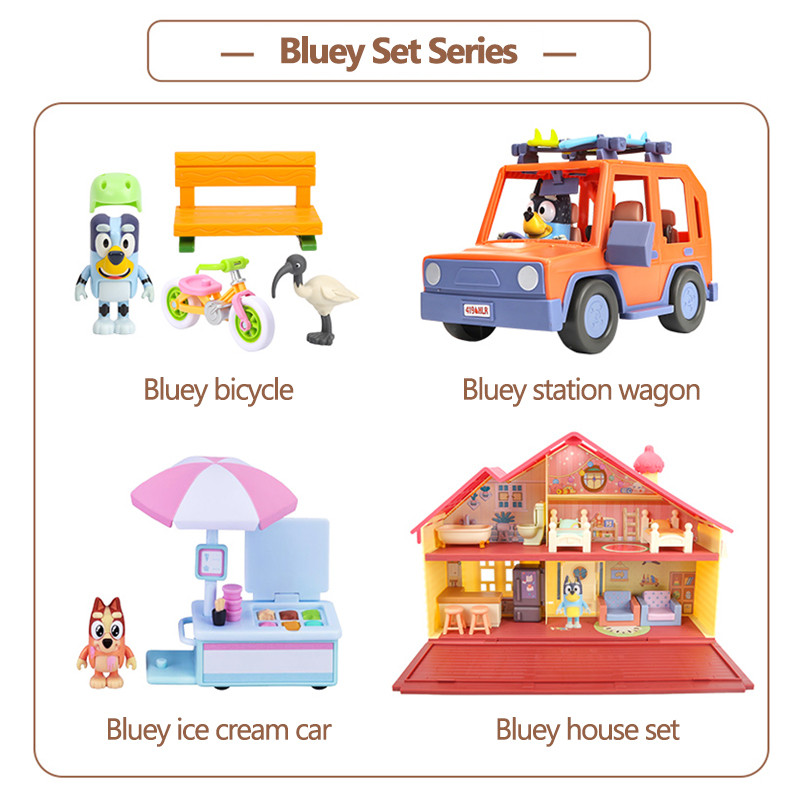 Bluey And Bingo Dog Family Toy Set Anime Figure Cosplay Living Room