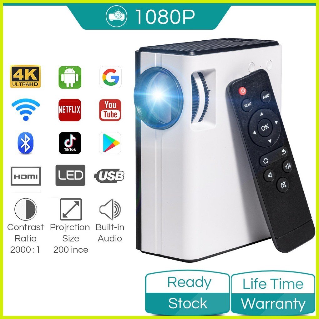 ◮ ¤ ◫ iOCHOW 8000 Lumens Android 1080P Full HD WIFI LCD LED Netflix Youtube  Portable Mini Projector | Shopee Philippines