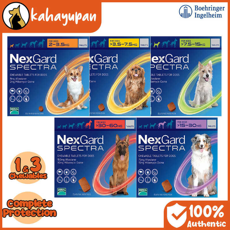Nexgard Spectra Anti Tick, Flea, Mange and Deworming Chewables for Dogs