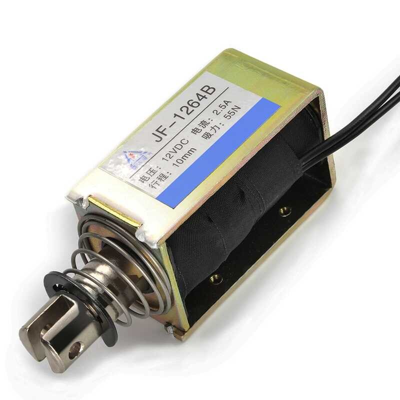 Électroaimant Solénoïde 12V 0.5A – Type Push-pull, Force 55N, Course 10mm, Neuf