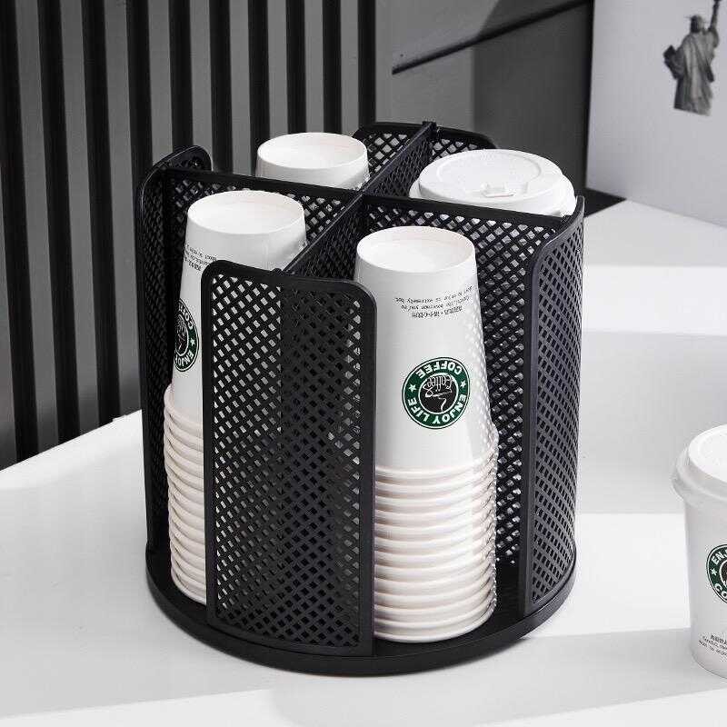 360 Rotation Storage Rack Disposable Cup And Lid Holder Coffee Latte ...