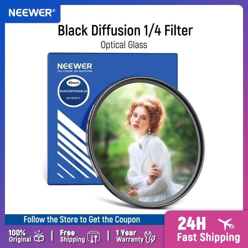 Neewer Black Diffusion 1/4 Filter Mist Dreamy Soft Cinematic Effect ...