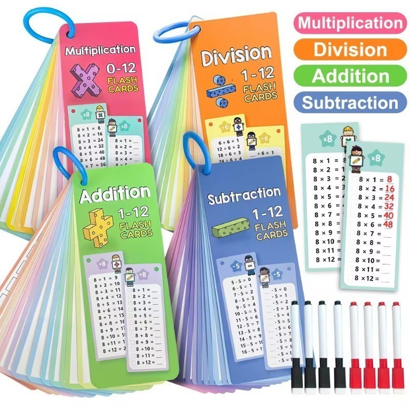 15 Cards Math Multiplication Cards - Self Check Math Learning Tool ...