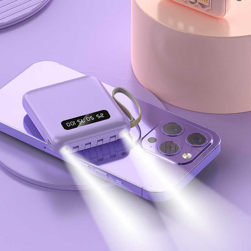 Mini Portable Power Bank 20000Mah With 4 Cable Mobile Phone External