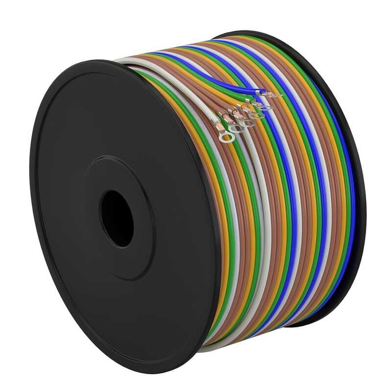 100FT 6-Way GONE 5 Color-Coded Towing Harness Bonded Wires Spool Enough ...