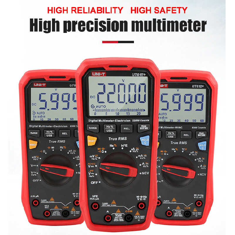 Uni-T ∮ Professional Multimeter Digital Ut61e+ Ut61d+ Ut61b+ DC AC ...