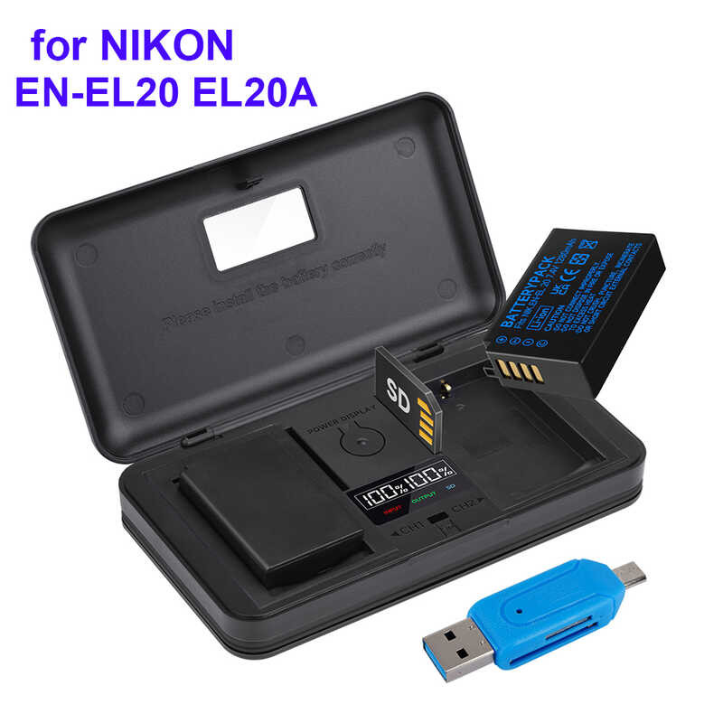 ENEL20 Type-C Samrt Charger for Nikon Coolpix P1000, Coolpix A, P950, 1 J1, 1 J2, 1 J3, 1 S1, 1 V3, DL24-500, 1 AW1 Digital Camera