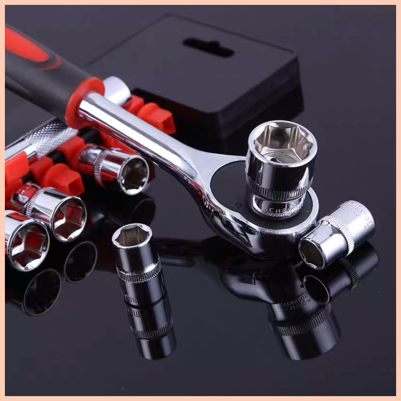 12pcs 1/2Inch ( 6.3MM ) Socket Wrench Set CRV Drive Ratchet Shopee