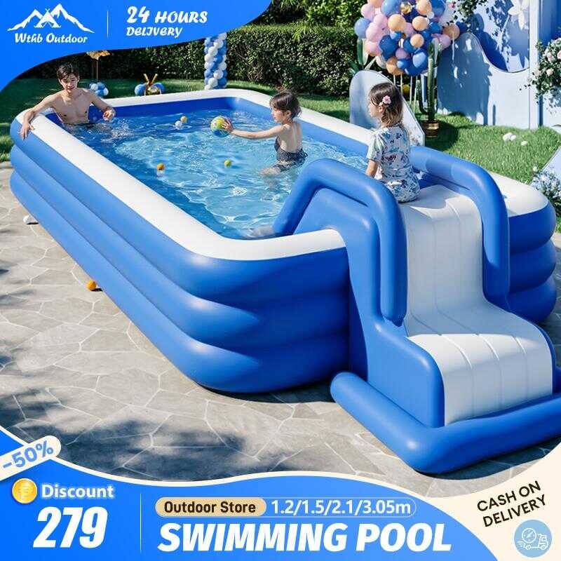 (Cod) Inflatable Swimming Pool 3.05M/2.1M/1.8M/1.5M/1.2Meters ...
