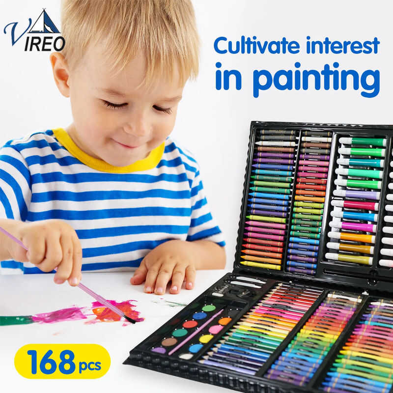 168Pcs Kids Super Mega Art Coloring Set Crayons Oil Pastels Color ...