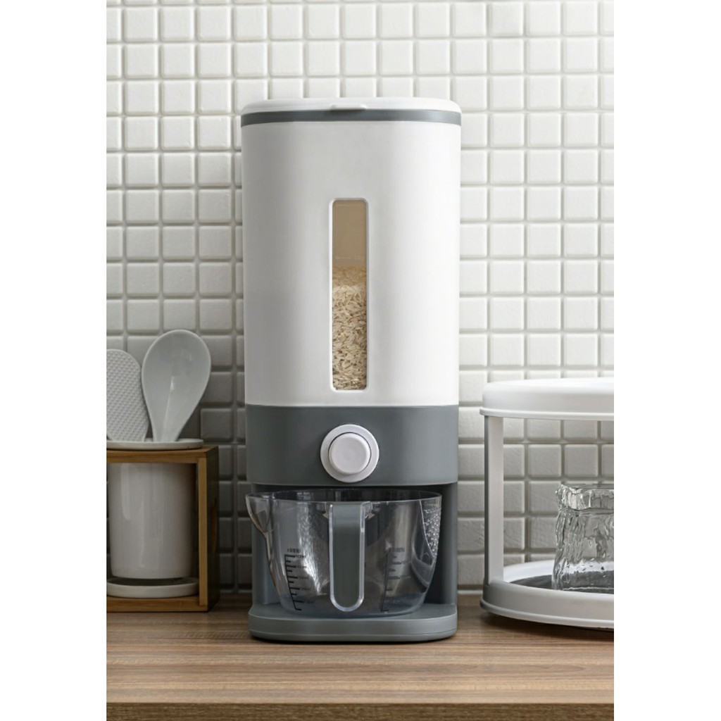 Automatic Rice Dispenser Plastic Storage Box and Measuring Cup Food ...