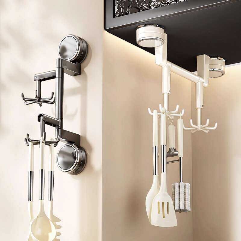 Kitchen Rotating Suction Cup Hook Wall-Mounted Storage Rack Organizer ...