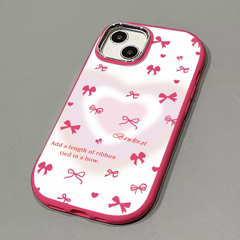White Bottom Pink Love Heart Pattern IPhone Case 16 11 14 15 13 12 Pro