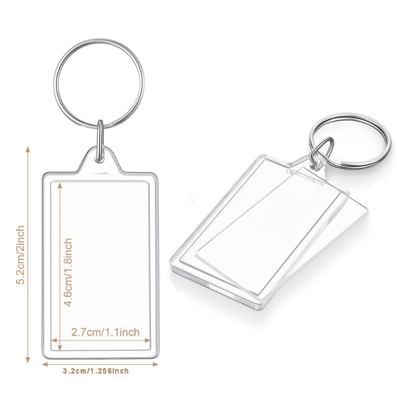 Acrylic Photo Frame Key Chains - Clear Blank Insert Picture Keyring ...