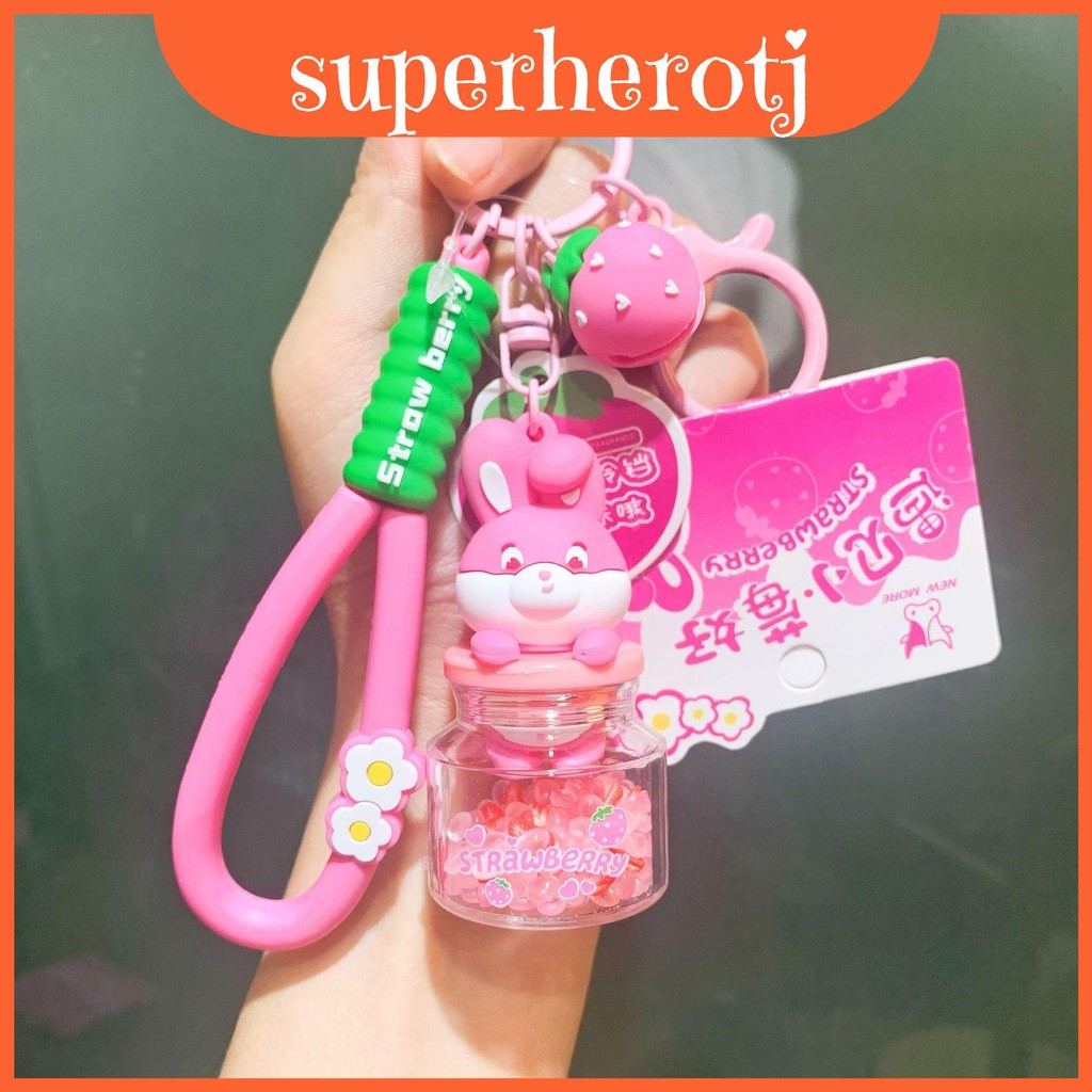 Acrylic Jinnew Scented Keyring With Strawberry Rabbit Theme For And ...