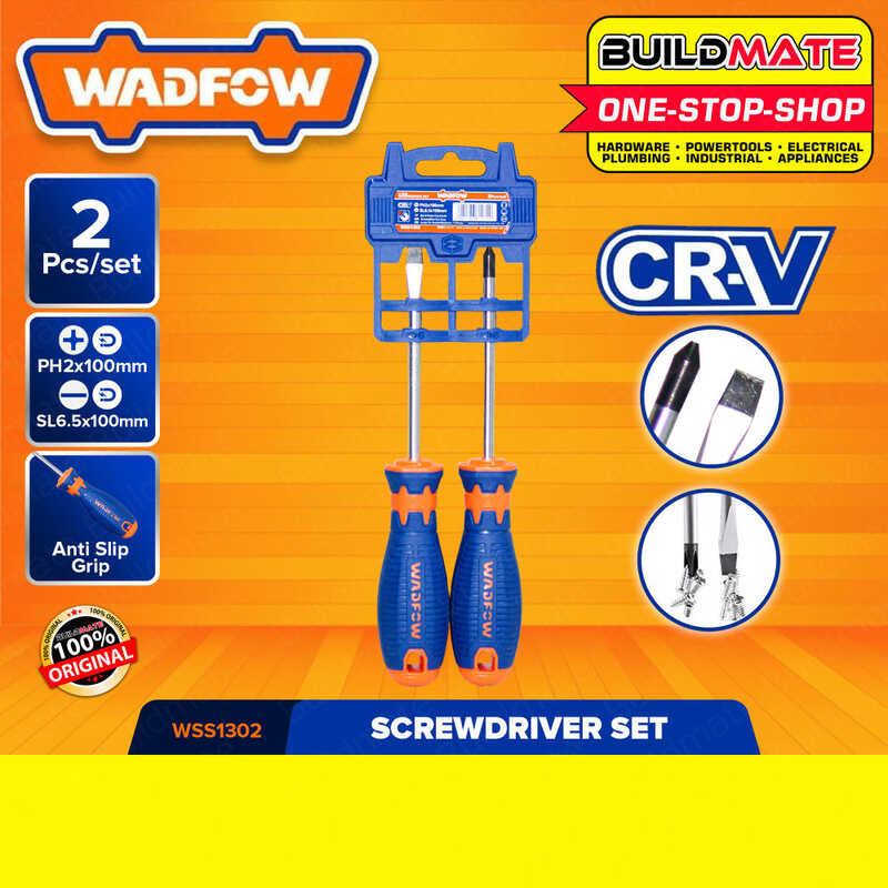 BUILDMATE Wadfow Screwdriver Set 2Pcs Flat & Philip Screwdriver Round ...