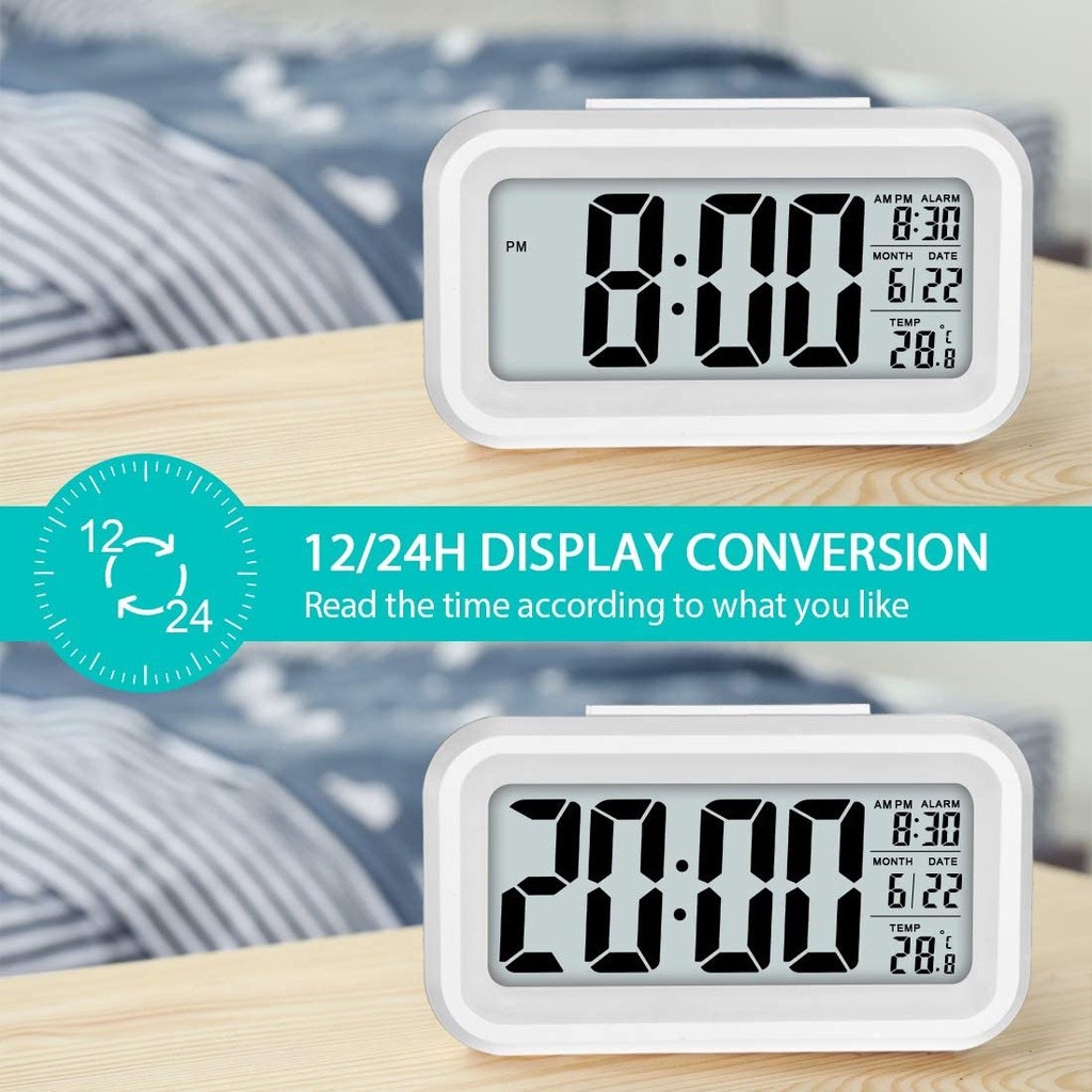 ♞Mini alarm clock digital with light digital clock led desk clock ...