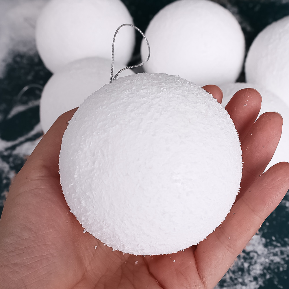 6pcs Christmas Round White Foam Ball / White Foam Christmas Balls for ...