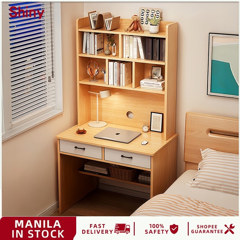 Study Desk For Kids Simple Computer Table Bookcase Bookshelf Integrated ...
