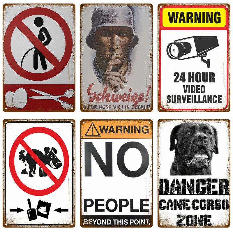 Retro Caution Metal Sign Cafe Club Man Cave Pubs Vintage Warning Tin ...