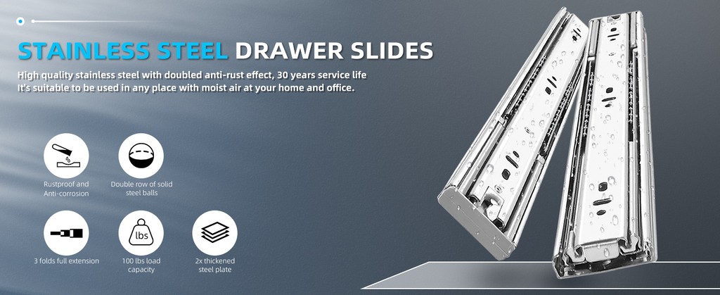 Stainless Steel Heavy Duty Drawer Guide | Full Extension Soft Close for ...
