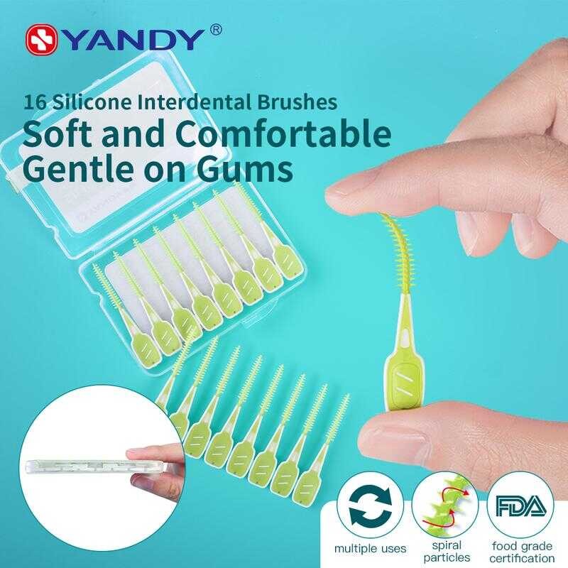 YANDY Silicone Brush, Portable Interdental Brush 16 Pieces/Box 36C ...