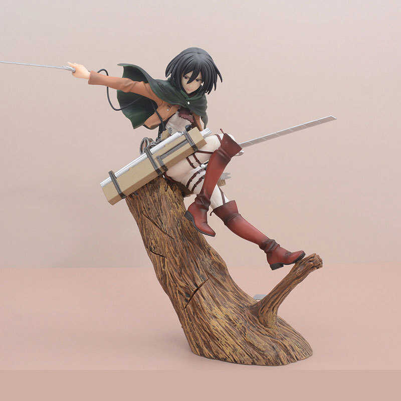 Anime shopee Attack On Titan Mikasa Ackerman Tree Stump Soldier Figure ...