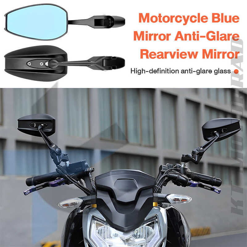KT Street King V3 Universal Motorcycle Side Mirror Full Adjustable Blue ...