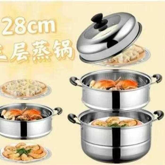 3Fc Stainless Steel Three-Layer Steamer 26Cm Kitchen Cookware Handles ...